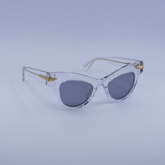 Bottega Veneta BV1004S 002 Sunglasses Transparent Cat Eye Frame, Grey Lenses - Picture 4 of 11